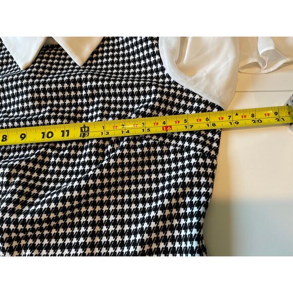 Shelby & Palmer Retro Dress Houndstooth Peter Pan Collar Bishop Sleeves Sz 12 - Picture 7 of 8